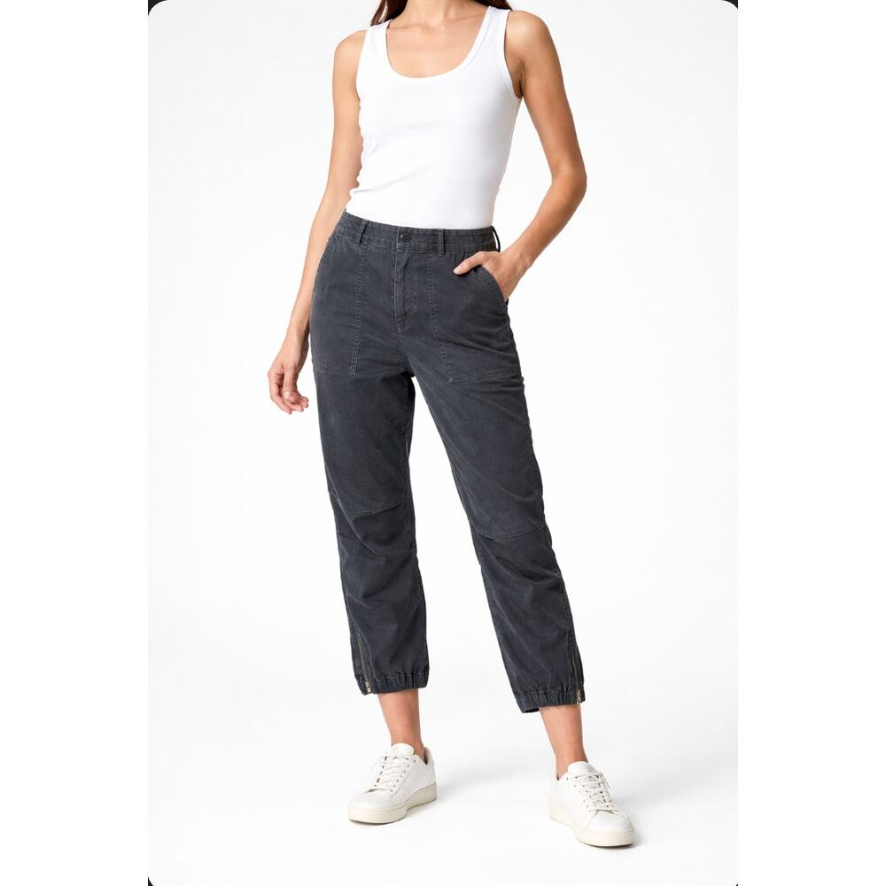 Nili Lotan Military Utility Cropped Pants Charcoal Gray Ankle Zip Women’s 8